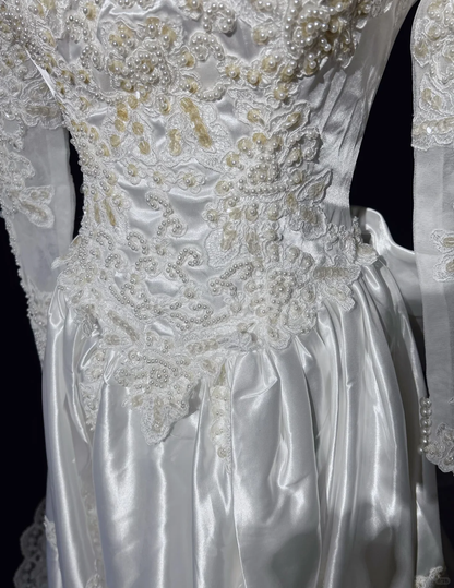 Retro Wedding Dress 1950s 1940s Ball Gown High Neck Lace White Long Sleeves Wedding Dresses Bridal Gowns Brides Gown DH544