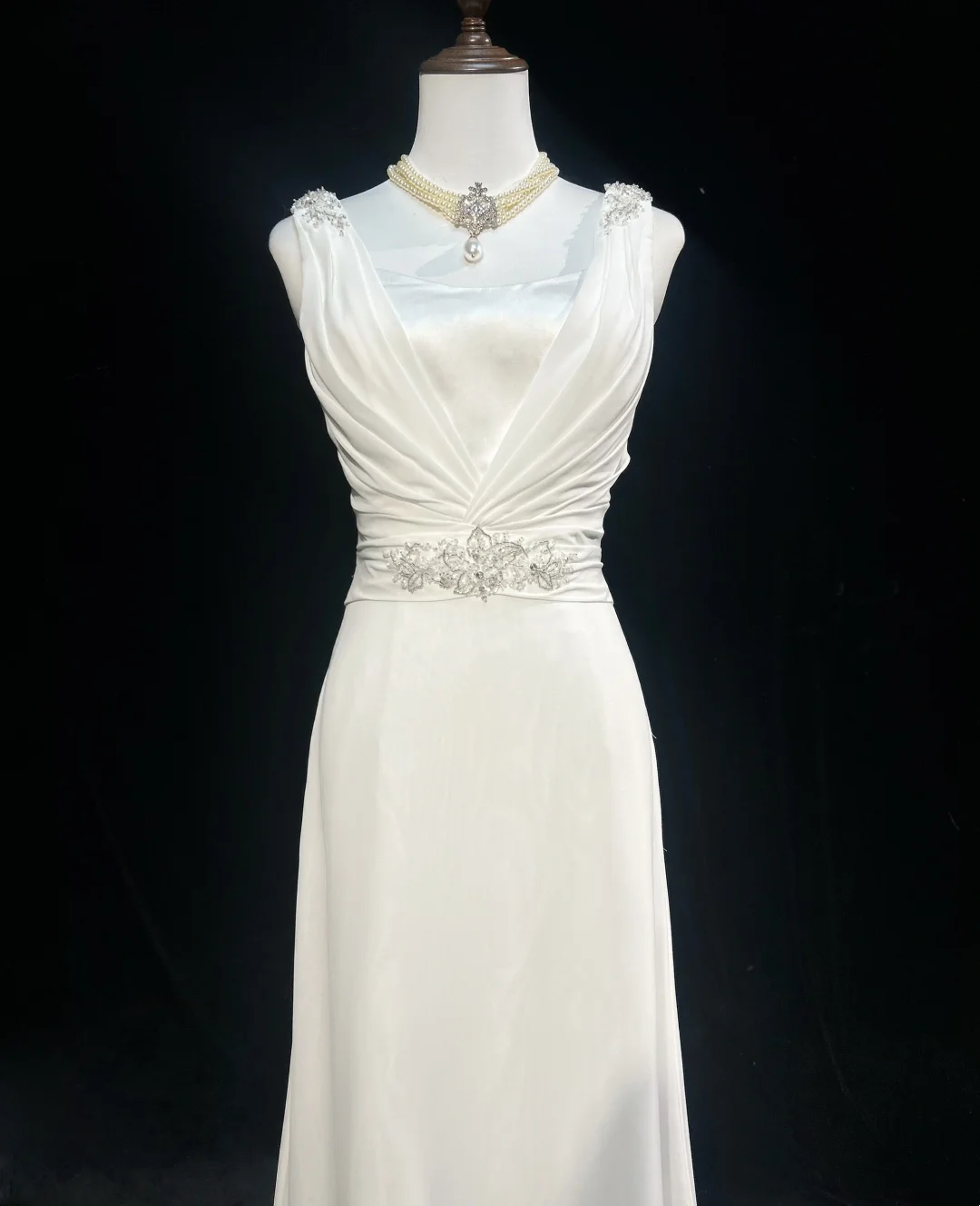 Vintage Wedding Dress 1950s 1940s A line V Neck Chiffon White Long Wedding Dresses Bridal Gowns Brides Gown DH546