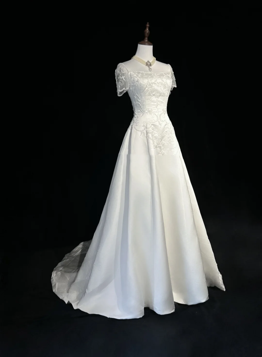 Retro Wedding Dress 1950s 1940s A line Square Neck Satin White Long Wedding Dresses Bridal Gowns Brides Gown DH547