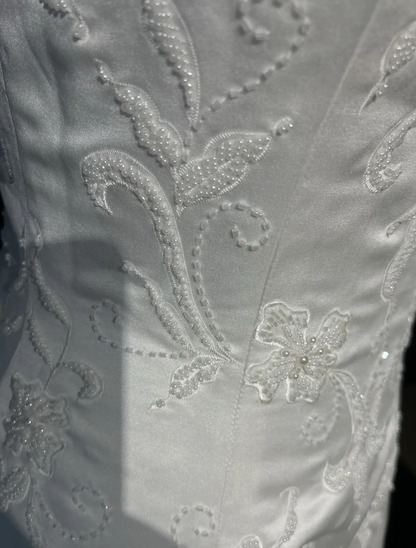 Retro Wedding Dress 1950s 1940s A line Square Neck Satin White Long Wedding Dresses Bridal Gowns Brides Gown DH547