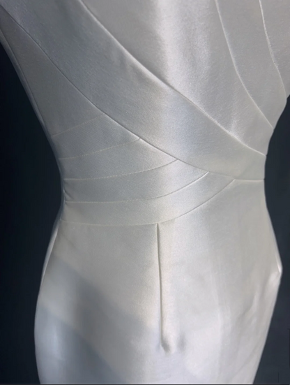 Modest Wedding Dress Sheath Scoop White Satin Summer Short Wedding Dresses Bride Dress Bridal Gowns DH548