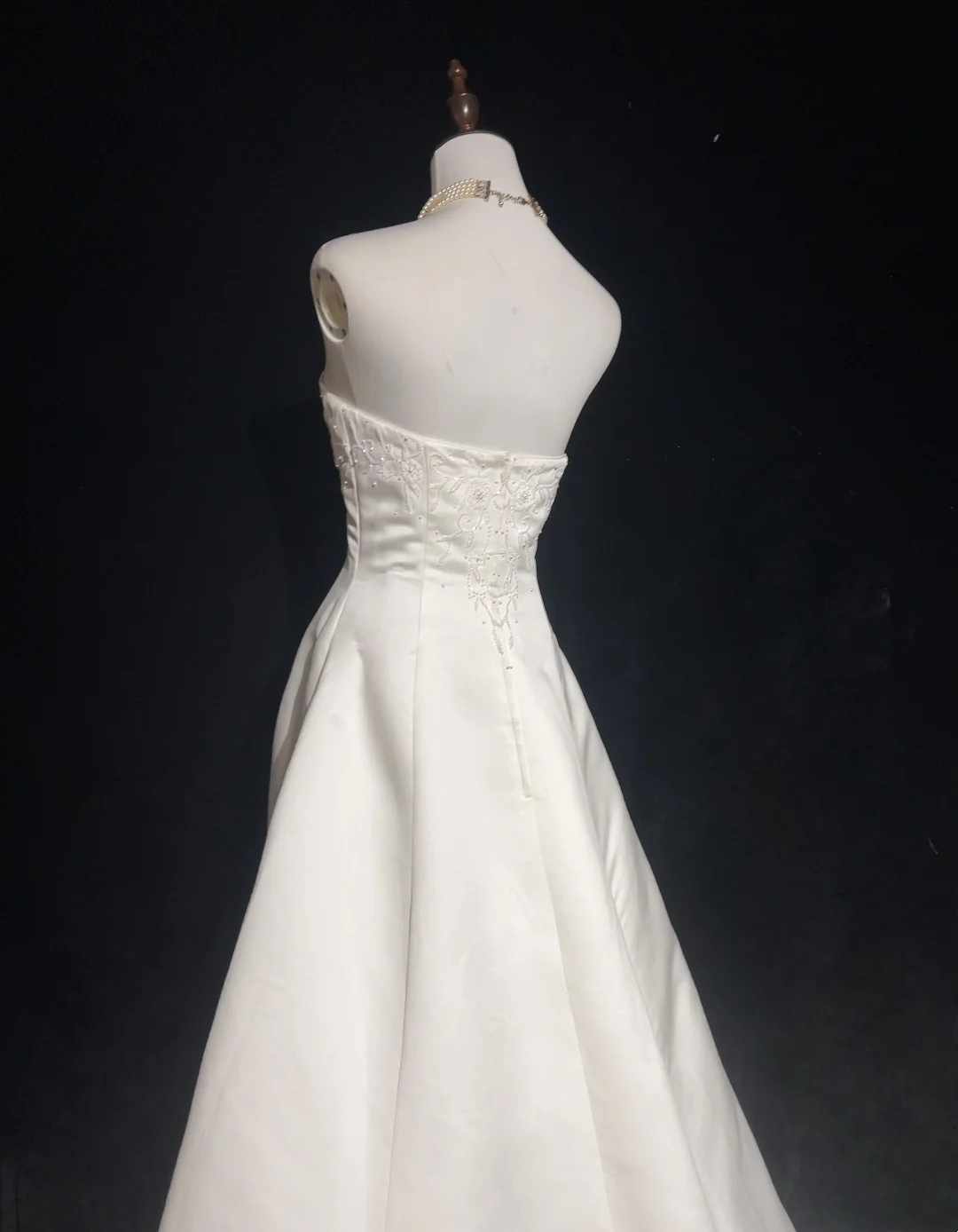 Retro Wedding Dress 1950s 1940s Ball Gown Strapless Satin Lace White Long Wedding Dresses Bridal Gowns Brides Gown DH550