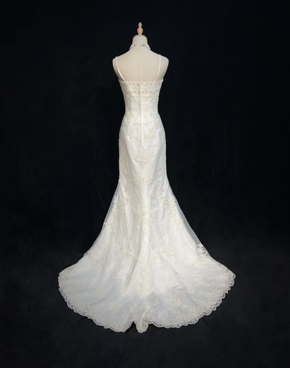 Vintage Wedding Dress 1970s Mermaid Spaghetti Straps Lace Long Wedding Dresses Bridal Gowns Elegant Brides Gown DH551