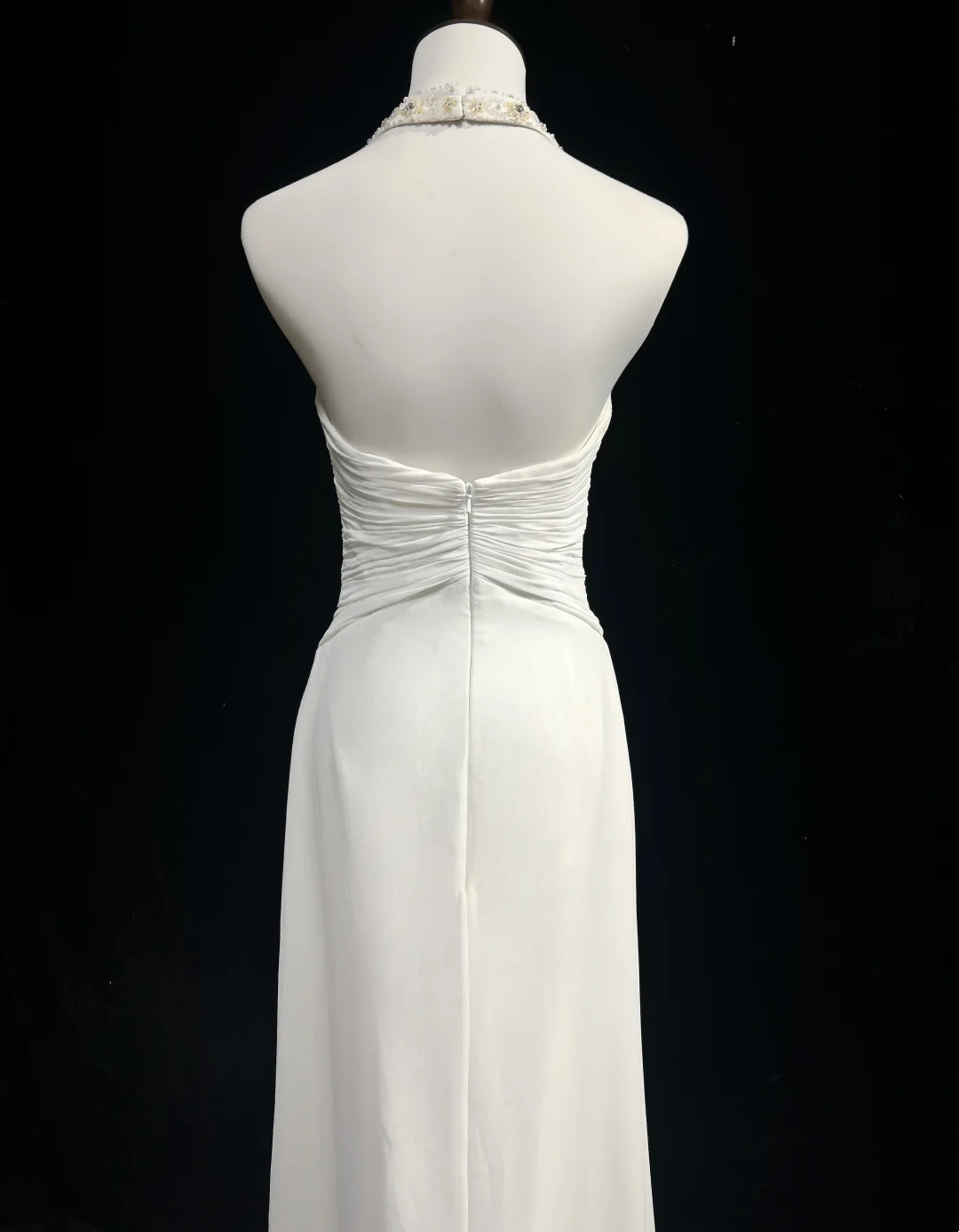 Vintage Wedding Dress 1970s A line Halter Chiffon White Long Wedding Dresses Bridal Gowns Elegant Brides Gown DH552