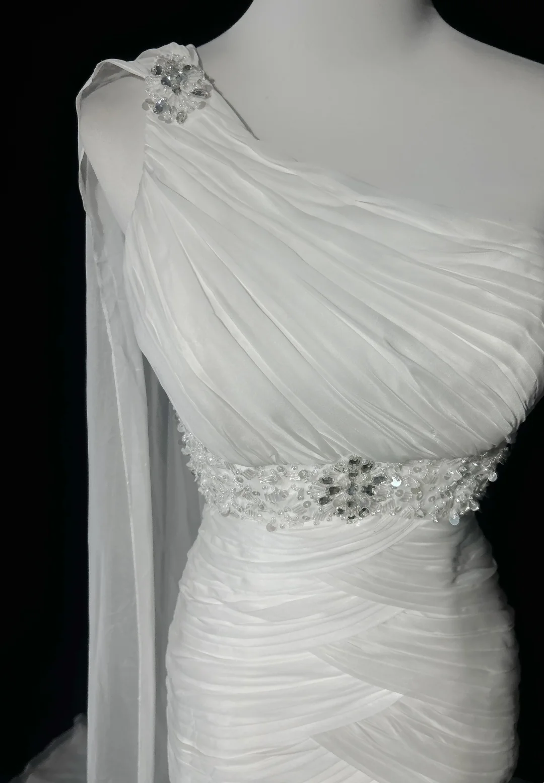 Retro Wedding Dress 1950s 1940s Mermaid One Shoulder Chiffon White Long Wedding Dresses Bridal Gowns Brides Gown DH554