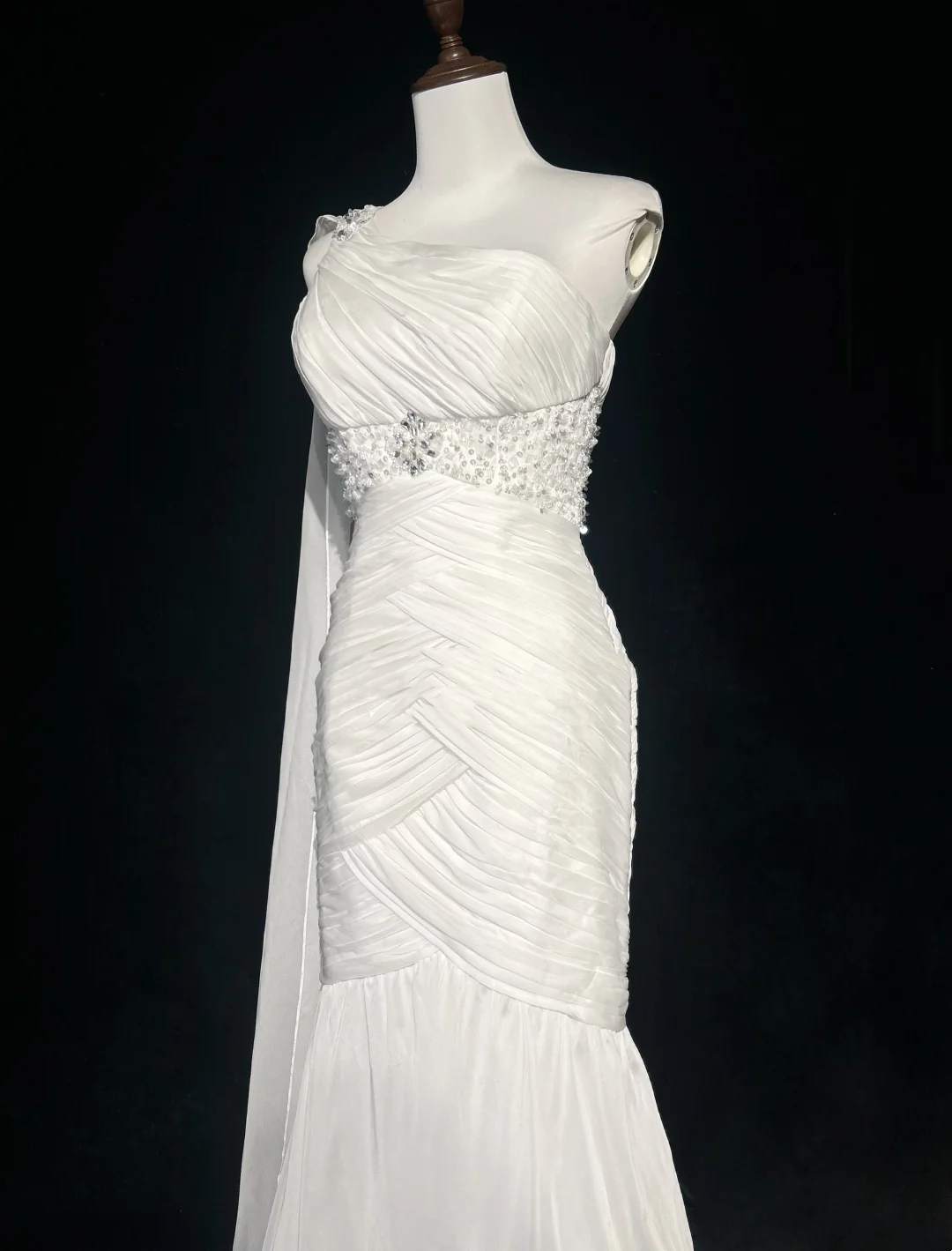 Retro Wedding Dress 1950s 1940s Mermaid One Shoulder Chiffon White Long Wedding Dresses Bridal Gowns Brides Gown DH554