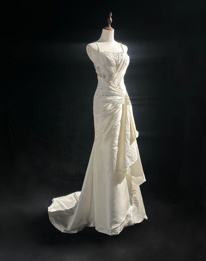 Retro Wedding Dress 1950s 1940s Mermaid Spaghetti Straps Long Wedding Dresses Bridal Gowns Brides Gown DH556