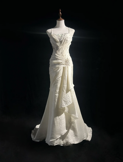 Retro Wedding Dress 1950s 1940s Mermaid Spaghetti Straps Long Wedding Dresses Bridal Gowns Brides Gown DH556
