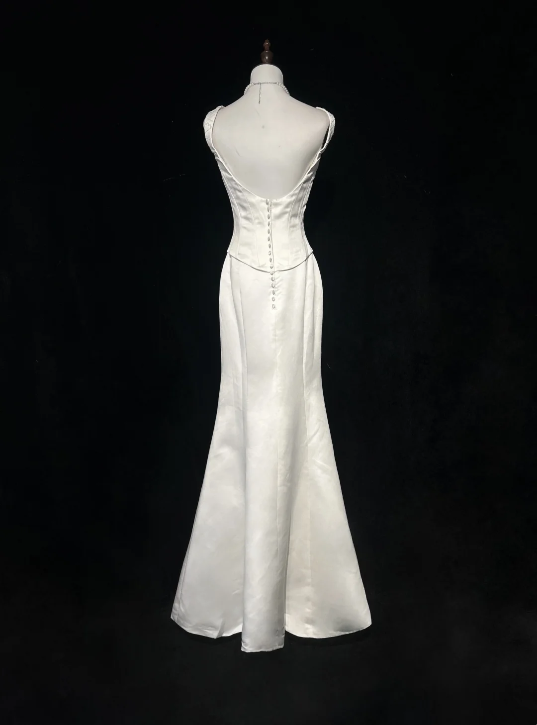 Vintage Wedding Dress 1970s Mermaid Square Neck Satin White Long Wedding Dresses Bridal Gowns Elegant Brides Gown DH557
