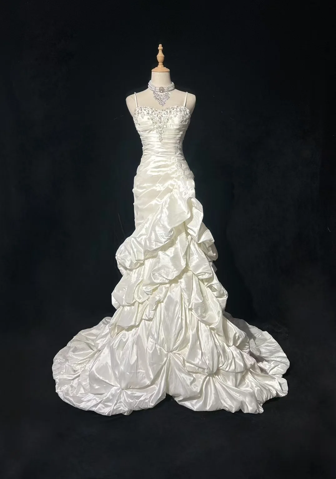 Retro Wedding Dress 1950s 1940s Mermaid Spaghetti Straps Taffeta Long Wedding Dresses Bridal Gowns Brides Gown DH558