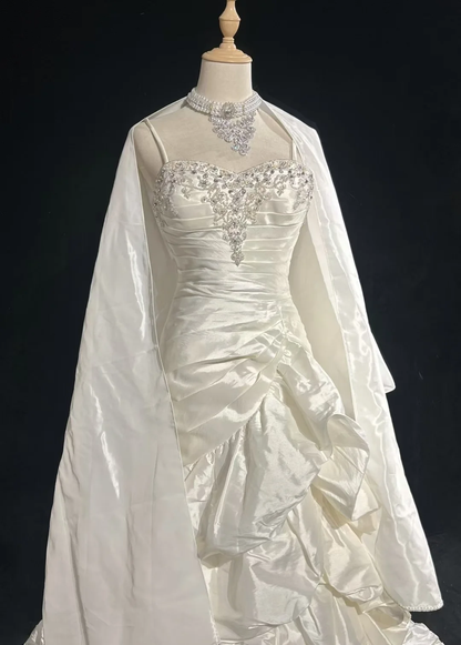 Retro Wedding Dress 1950s 1940s Mermaid Spaghetti Straps Taffeta Long Wedding Dresses Bridal Gowns Brides Gown DH558