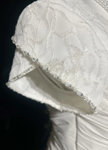 Vintage Wedding Dress 1970s A Line Scoop Neck Chiffon White Long Wedding Dresses Bridal Gowns Elegant Brides Gown DH559