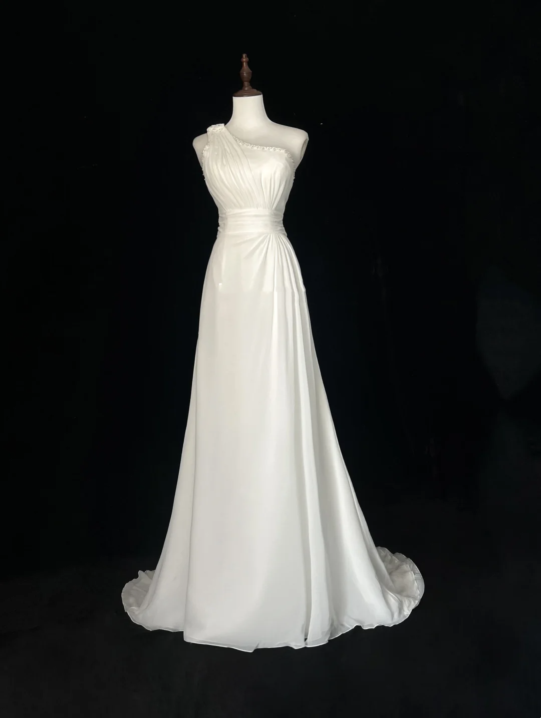 Retro Wedding Dress 1950s 1940s A Line One Shoulder Chiffon White Long Wedding Dresses Bridal Gowns Brides Gown DH560