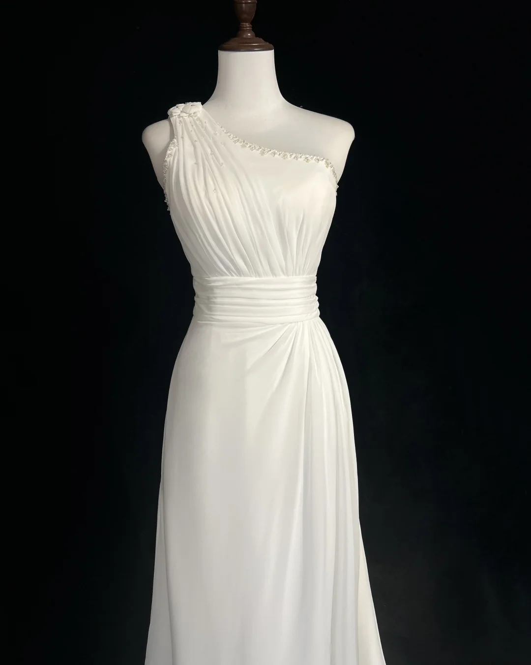 Retro Wedding Dress 1950s 1940s A Line One Shoulder Chiffon White Long Wedding Dresses Bridal Gowns Brides Gown DH560