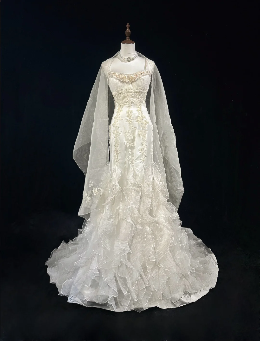 Retro Wedding Dress 1950s 1940s Mermaid Spaghetti Straps Tulle Long Wedding Dresses Bridal Gowns Elegant Brides Gown DH561