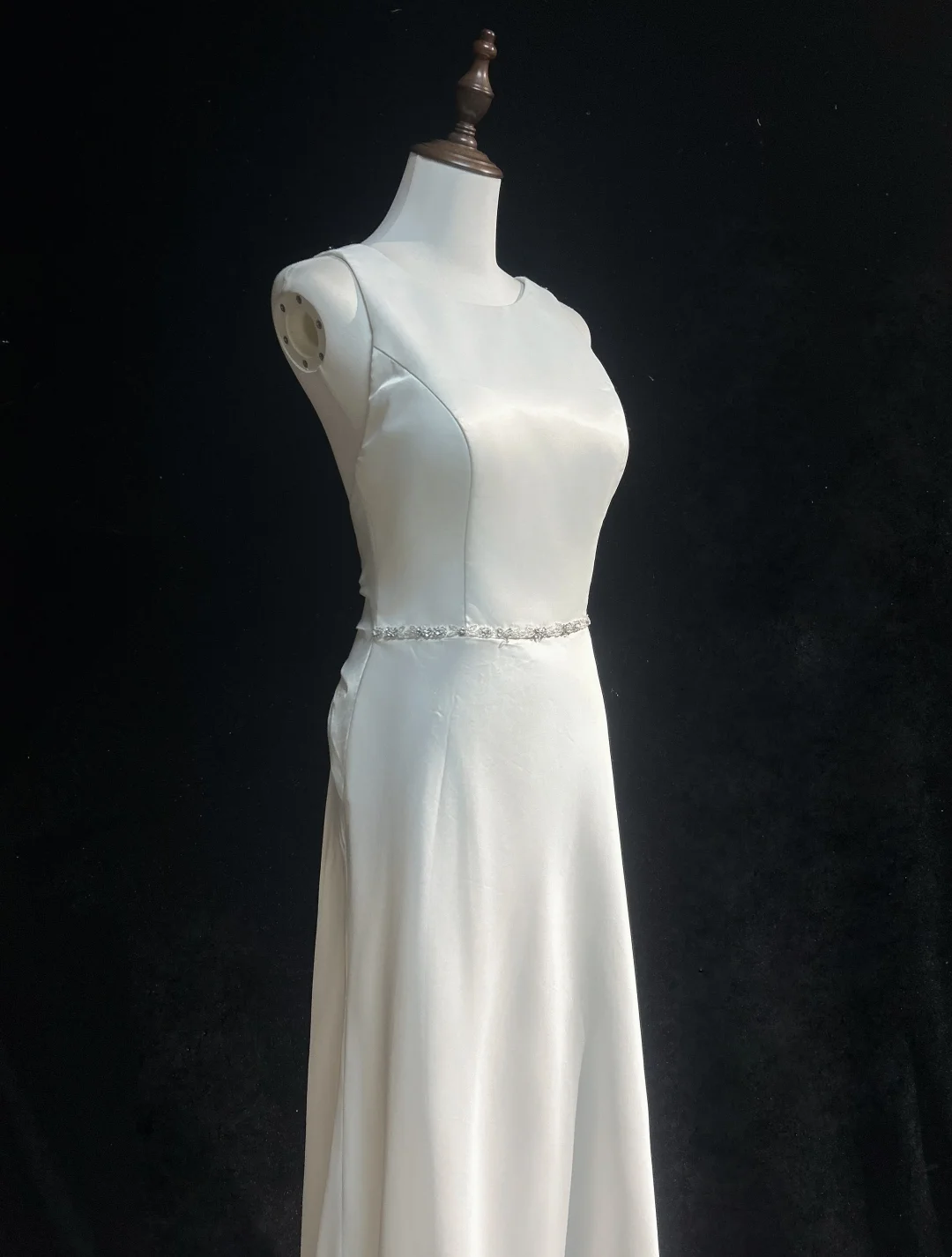 Vintage Wedding Dress 1970s A Line Scoop Neck Satin White Long Wedding Dresses Bridal Gowns Elegant Brides Gown DH562