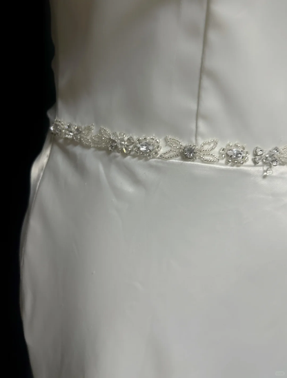 Vintage Wedding Dress 1970s A Line Scoop Neck Satin White Long Wedding Dresses Bridal Gowns Elegant Brides Gown DH562