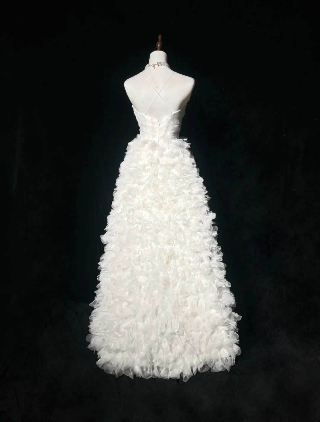 Vintage Wedding Dress 1970s Ball Gown Spaghetti Straps Tulle White Long Wedding Dresses Bridal Gowns Elegant Brides Gown DH565