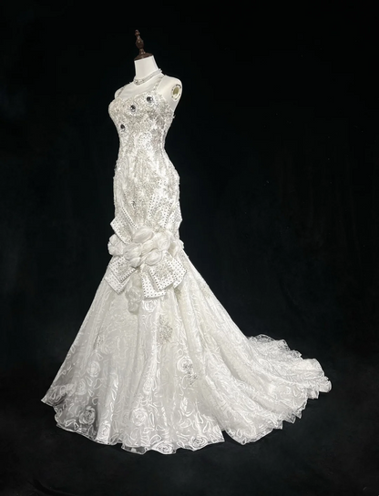 Retro Wedding Dress 1950s 1940s Mermaid Spaghetti Straps Tulle Long Wedding Dresses Bridal Gowns Elegant Brides Gown DH566