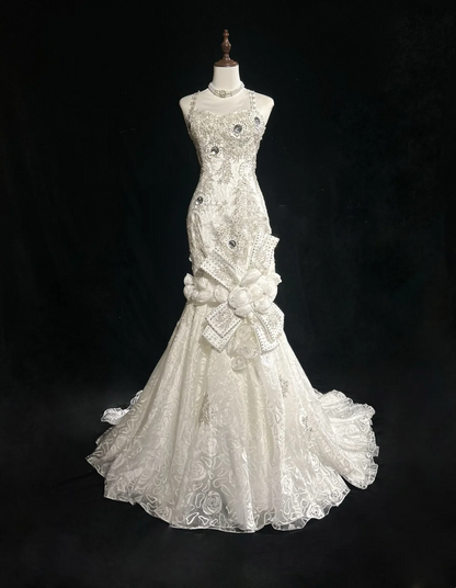 Retro Wedding Dress 1950s 1940s Mermaid Spaghetti Straps Tulle Long Wedding Dresses Bridal Gowns Elegant Brides Gown DH566