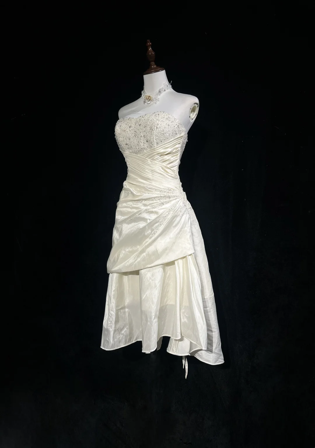 Vintage Wedding Dress 1970s High Low Strapless Lace Ivory Wedding Dresses Bridal Gowns Elegant Brides Gown DH567