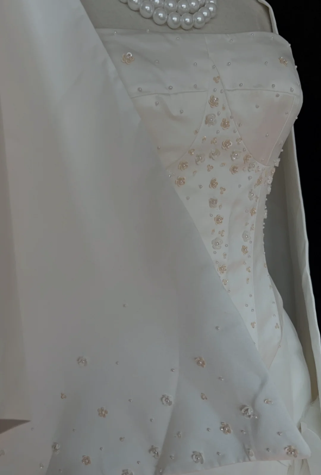 Vintage Wedding Dress 1970s Ball Gown Strapless Ivory Satin Wedding Dresses Bridal Gowns Elegant Brides Gown DH569