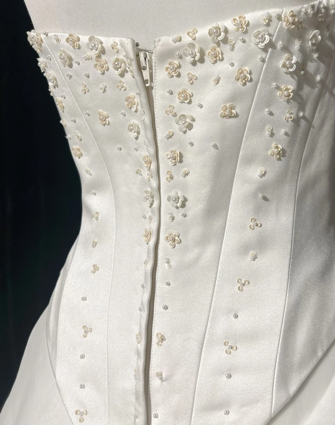 Vintage Wedding Dress 1970s Ball Gown Strapless Ivory Satin Wedding Dresses Bridal Gowns Elegant Brides Gown DH569