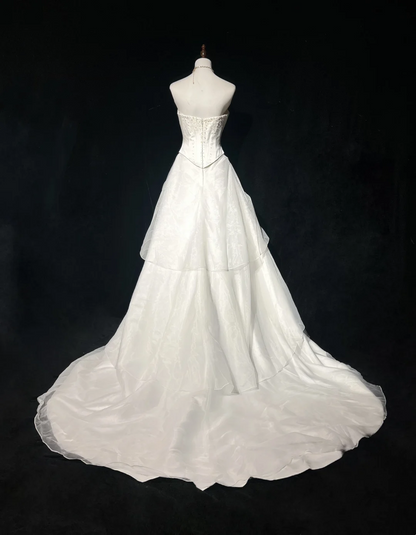 Vintage Wedding Dress 1970s Ball Gown Strapless Ivory Satin Wedding Dresses Bridal Gowns Elegant Brides Gown DH569