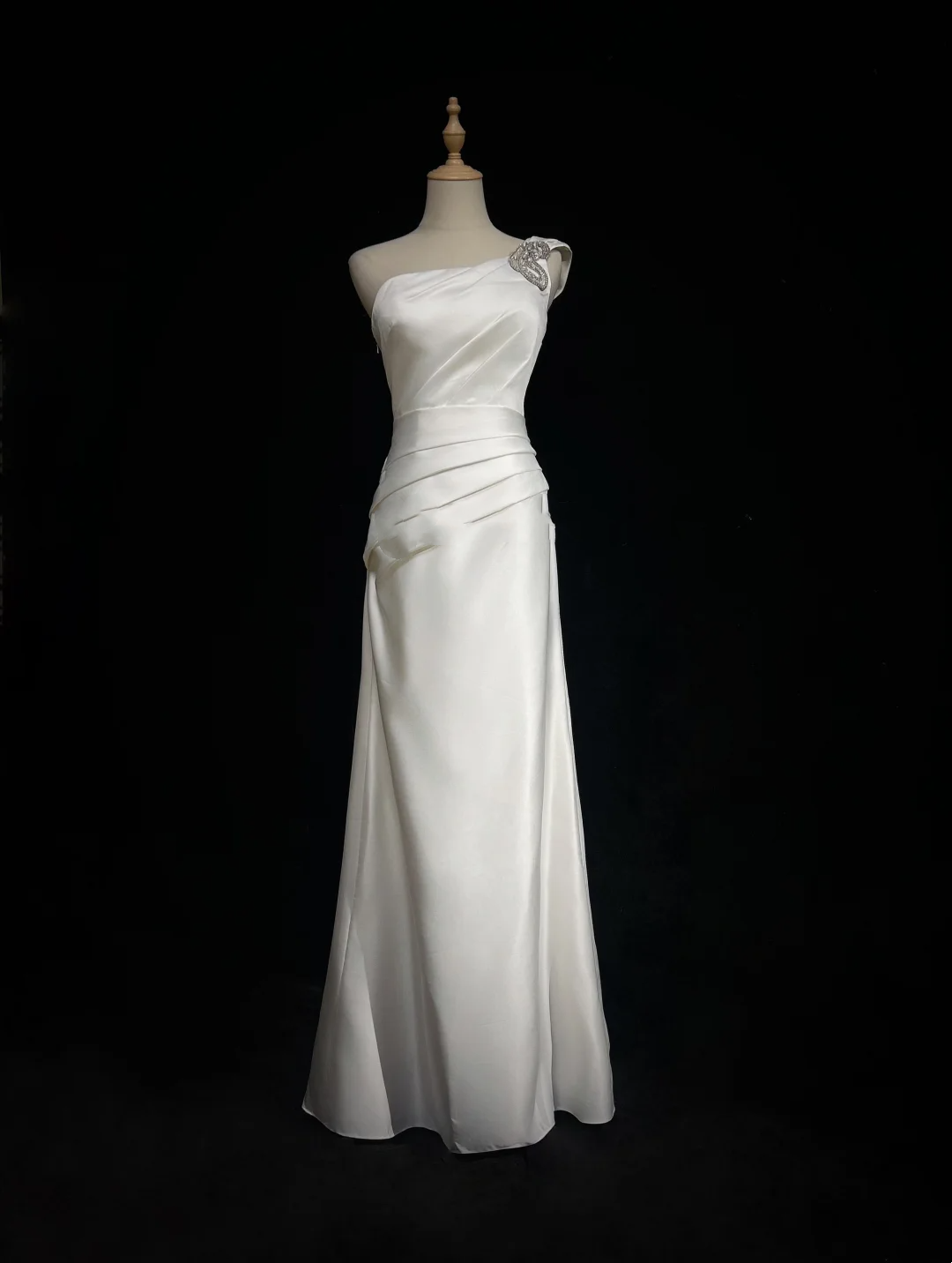 Retro Wedding Dress 1950s 1940s A Line One Shoulder Satin White Long Wedding Dresses Bridal Gowns Brides Gown DH571