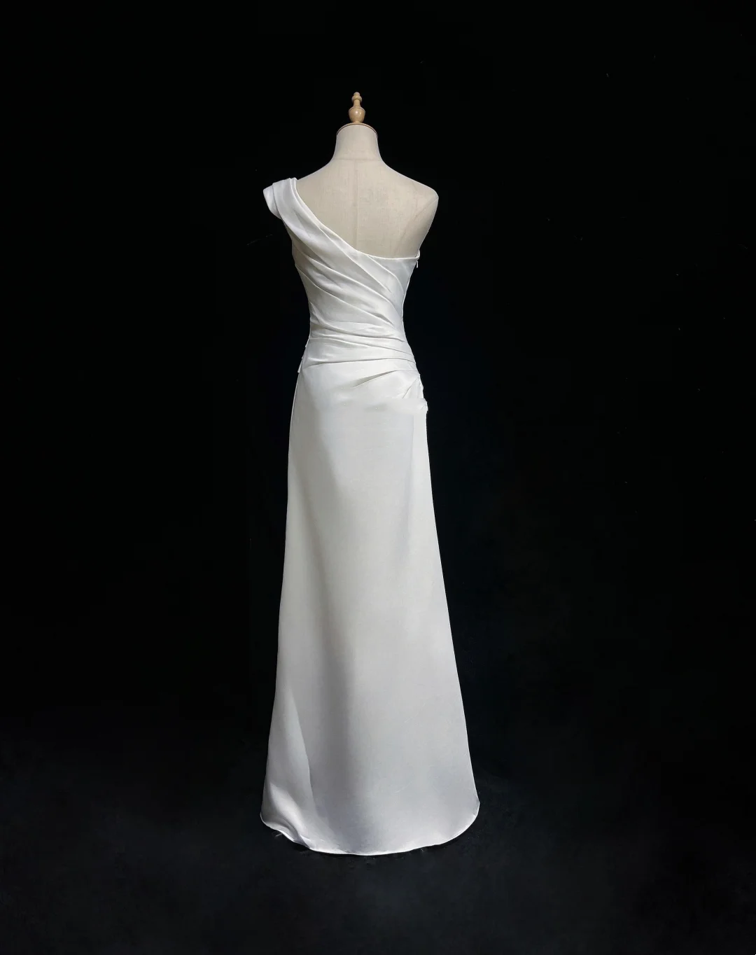 Retro Wedding Dress 1950s 1940s A Line One Shoulder Satin White Long Wedding Dresses Bridal Gowns Brides Gown DH571