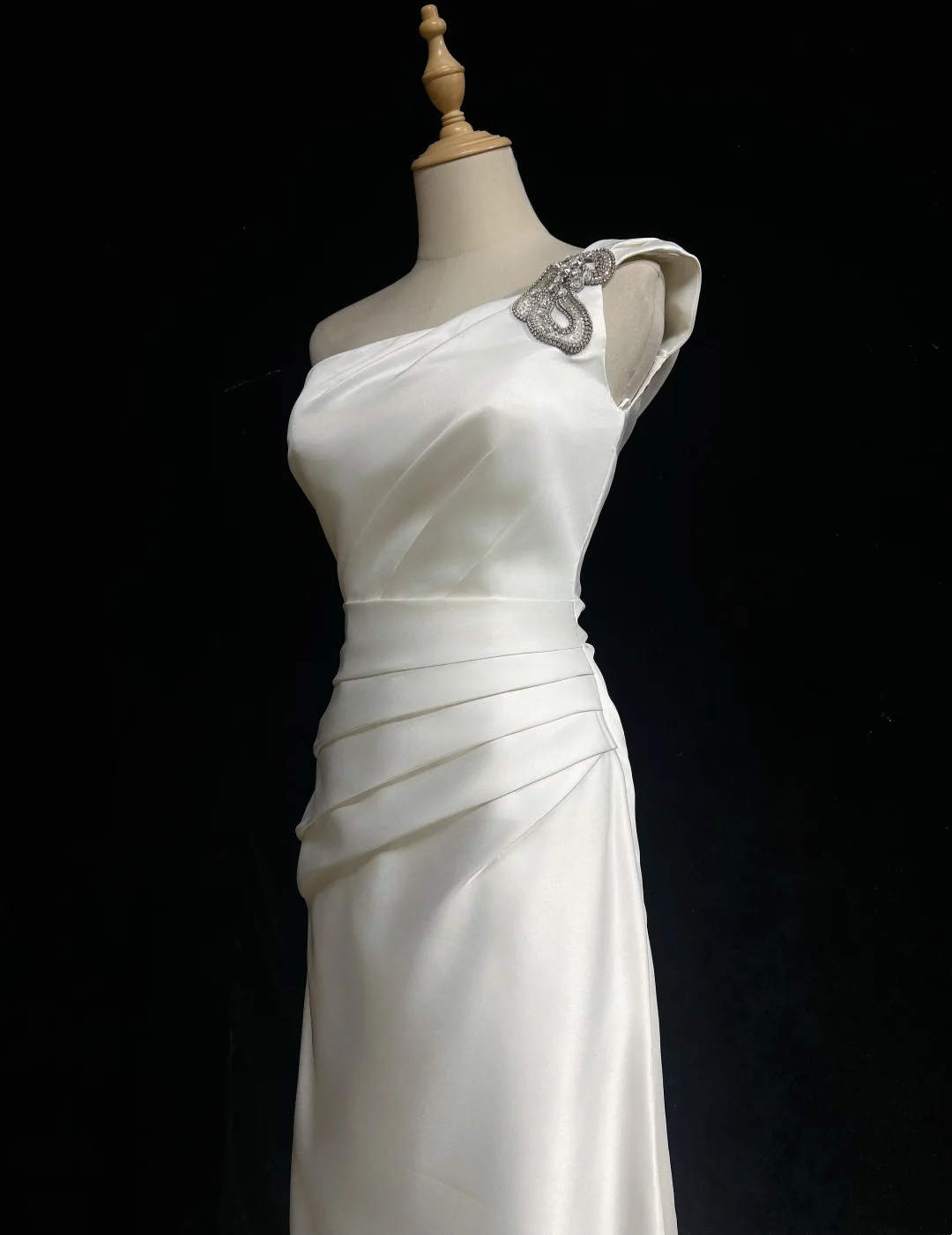 Retro Wedding Dress 1950s 1940s A Line One Shoulder Satin White Long Wedding Dresses Bridal Gowns Brides Gown DH571
