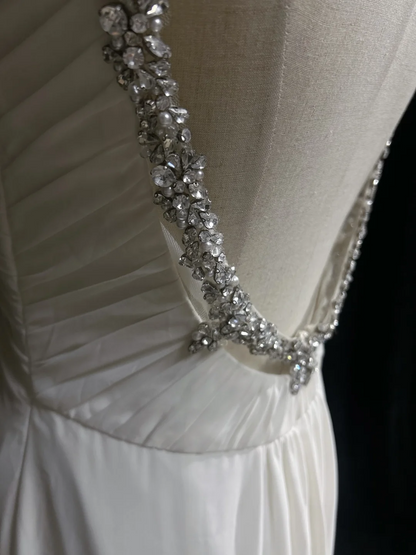 Retro Wedding Dress 1950s 1940s A Line Spaghetti Straps Chiffon White Long Wedding Dresses Bridal Gowns Brides Gown DH572