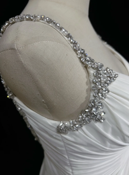 Retro Wedding Dress 1950s 1940s A Line Spaghetti Straps Chiffon White Long Wedding Dresses Bridal Gowns Brides Gown DH572