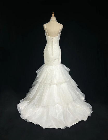 Retro Wedding Dress 1950s 1940s Mermaid Spaghetti Straps White Tulle Long Wedding Dresses Bridal Gowns Elegant Brides Gown DH573