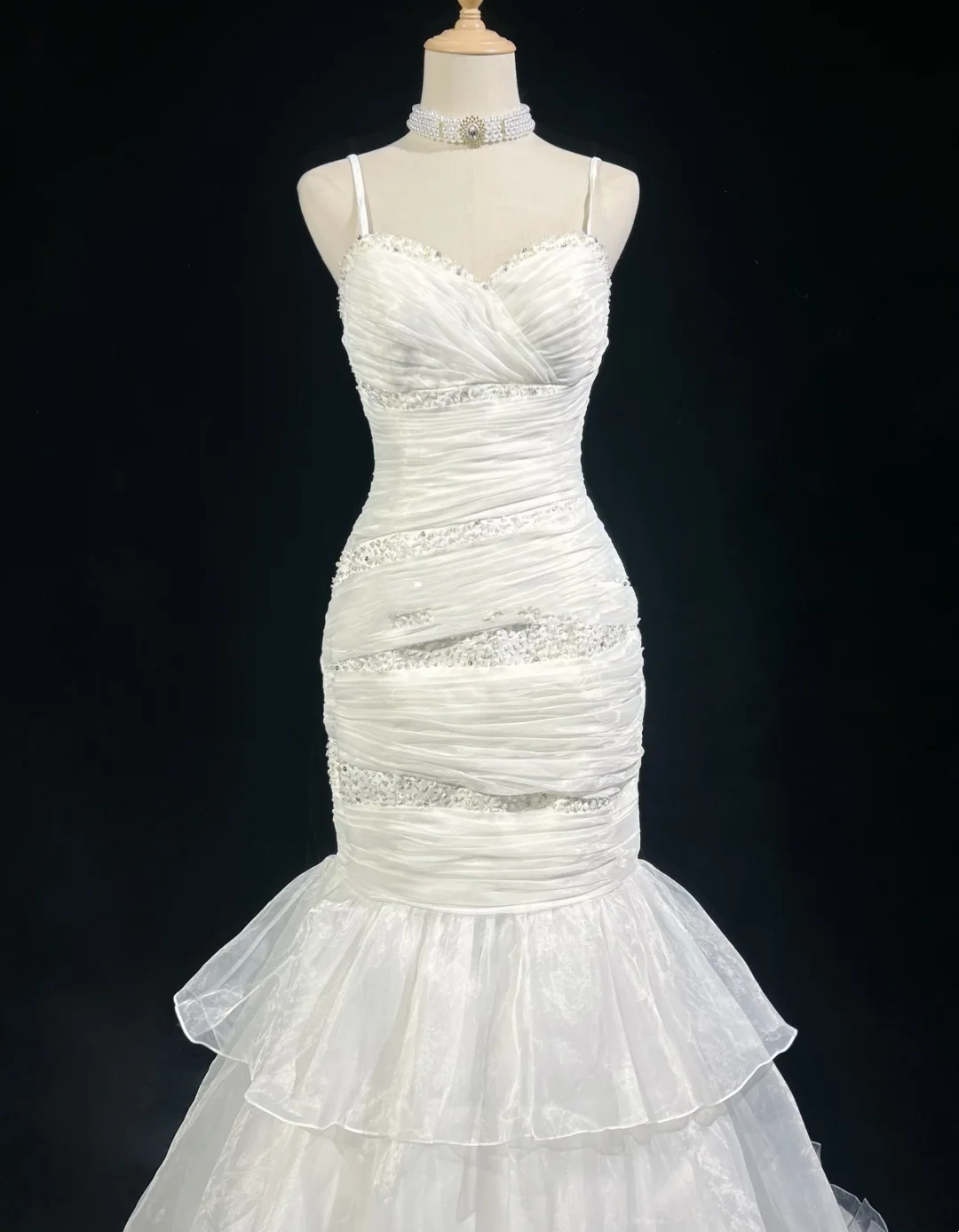 Retro Wedding Dress 1950s 1940s Mermaid Spaghetti Straps White Tulle Long Wedding Dresses Bridal Gowns Elegant Brides Gown DH573