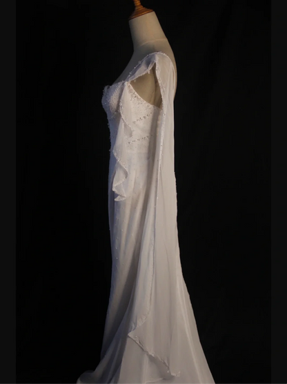Retro Wedding Dress 1950s 1940s Mermaid One Shoulder Chiffon White Long Wedding Dresses Bridal Gowns Brides Gown DH574