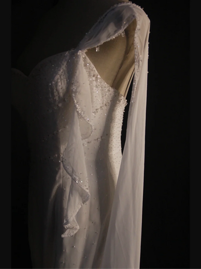 Retro Wedding Dress 1950s 1940s Mermaid One Shoulder Chiffon White Long Wedding Dresses Bridal Gowns Brides Gown DH574