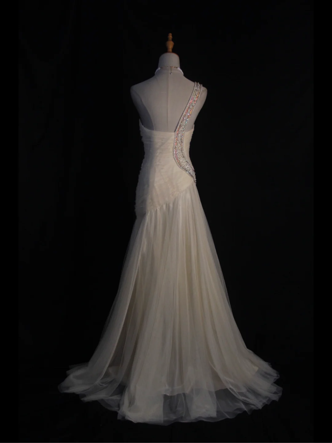 Retro Wedding Dress 1950s 1940s Mermaid One Shoulder White Tulle Long Wedding Dresses Bridal Gowns Elegant Brides Gown DH576