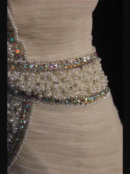 Retro Wedding Dress 1950s 1940s Mermaid One Shoulder White Tulle Long Wedding Dresses Bridal Gowns Elegant Brides Gown DH576