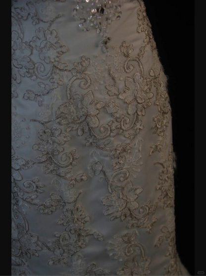 Vintage Wedding Dress 1970s Mermaid V Neck White Lace Long Wedding Dresses Bridal Gowns Elegant Brides Gown DH578