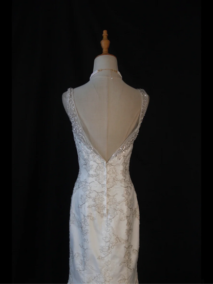 Vintage Wedding Dress 1970s Mermaid V Neck White Lace Long Wedding Dresses Bridal Gowns Elegant Brides Gown DH578