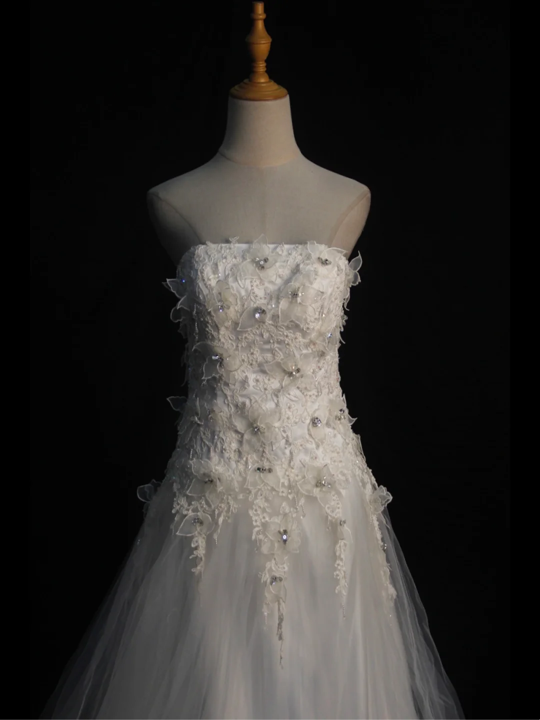 Vintage Wedding Dress 1970s Ball Gown Strapless White Tulle Wedding Dresses Bridal Gowns Elegant Brides Gown DH579