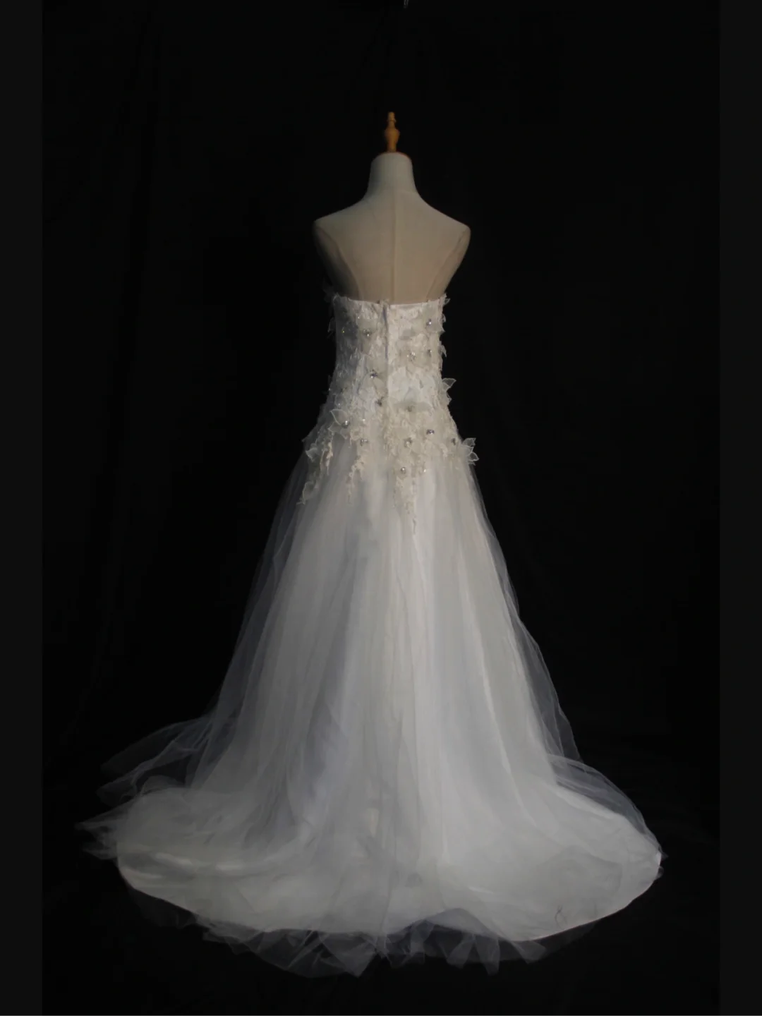 Vintage Wedding Dress 1970s Ball Gown Strapless White Tulle Wedding Dresses Bridal Gowns Elegant Brides Gown DH579