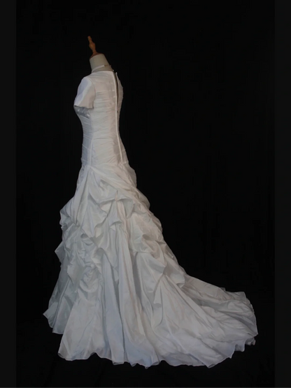 Vintage Wedding Dress 1970s Mermaid Sweetheart White Satin Long Wedding Dresses Bridal Gowns Elegant Brides Gown DH580