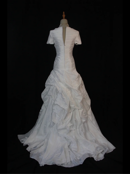 Vintage Wedding Dress 1970s Mermaid Sweetheart White Satin Long Wedding Dresses Bridal Gowns Elegant Brides Gown DH580