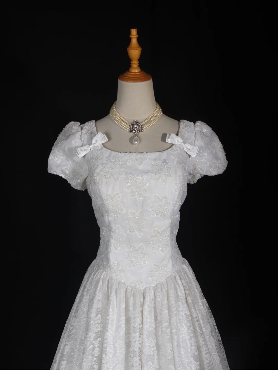 Vintage Wedding Dress 1970s Ball Gown Square Neck White Lace Wedding Dresses Bridal Gowns Elegant Brides Gown DH582