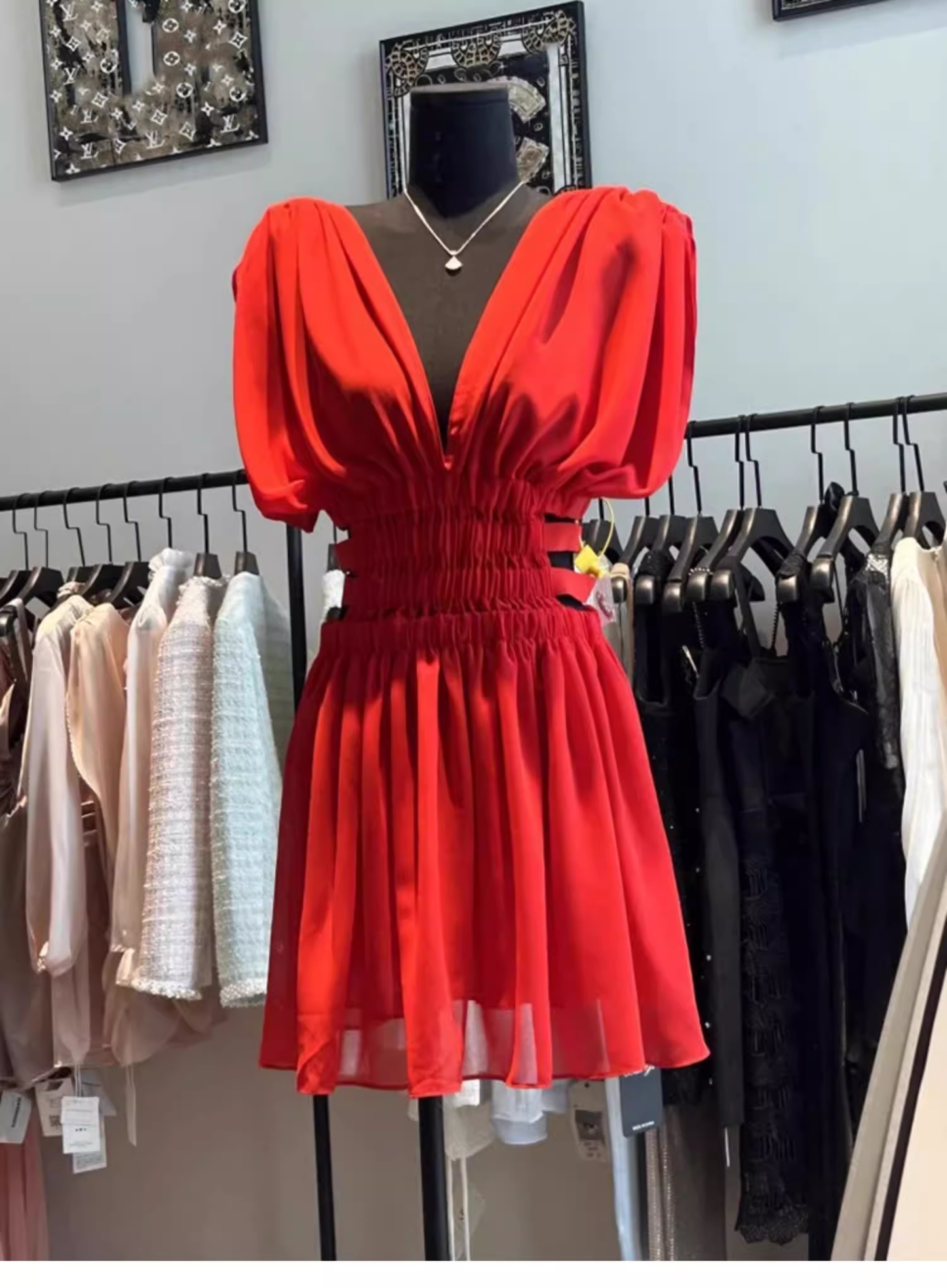 Cute A line V Neck Red Chiffon Mini Short Formal 8th Grade Homecoming Dresses Summer Middle School Hoco Dress Homecoming Outfits 25 Birthday Dress DH625