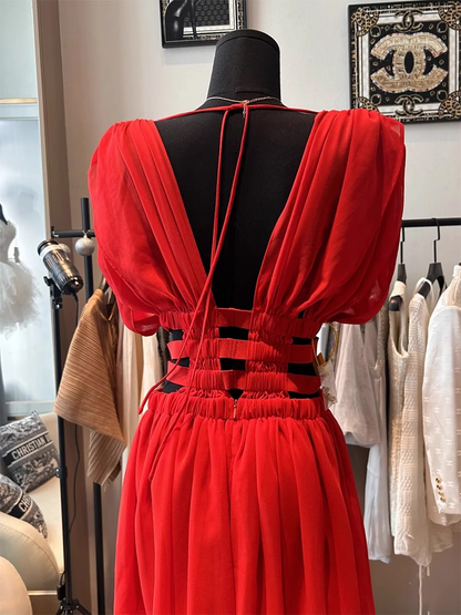 Cute A line V Neck Red Chiffon Mini Short Formal 8th Grade Homecoming Dresses Summer Middle School Hoco Dress Homecoming Outfits 25 Birthday Dress DH625