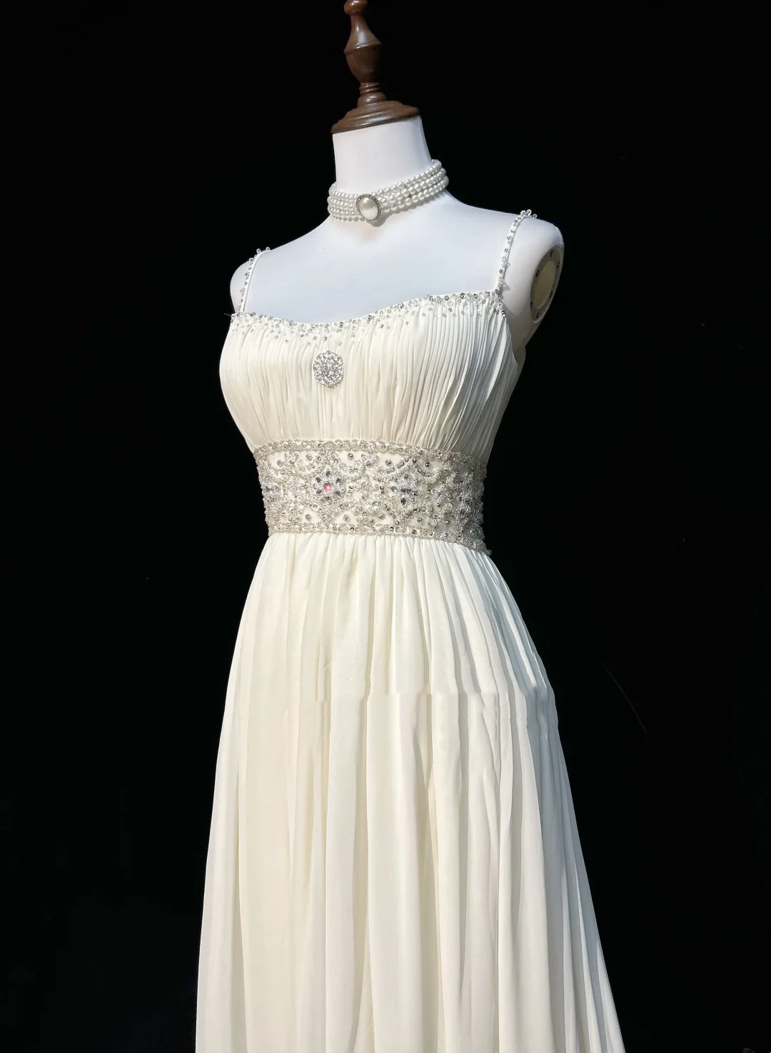 Vintage Bridal Gown 1960s A line Spaghetti Straps White Chiffon Long White Wedding Dresses Elegant Bridal Gowns DH652
