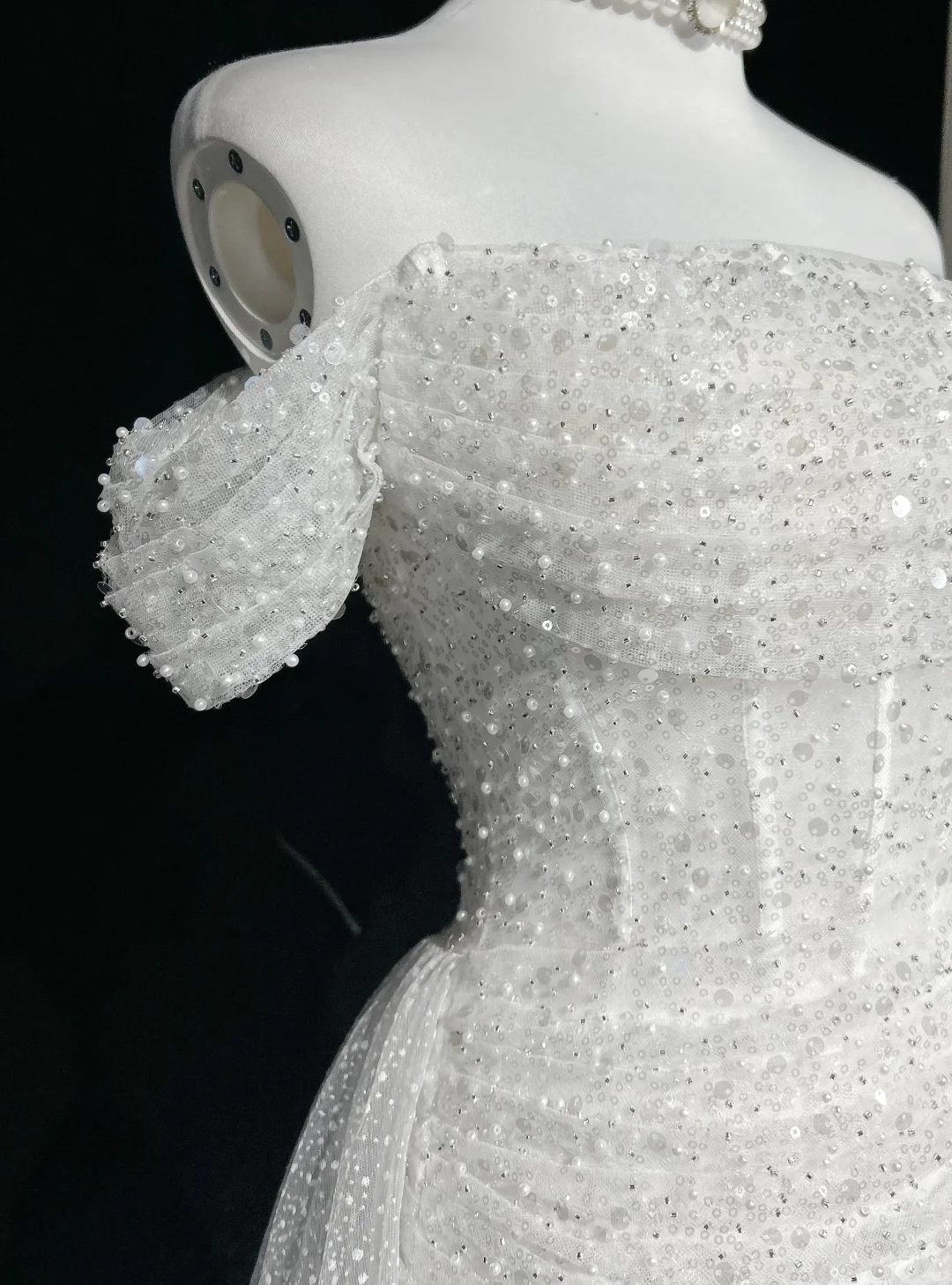 Vintage Bridal Gown 1960s Mermaid Off The Shoulder Sequin Long White Wedding Dresses Elegant Bridal Gowns DH656